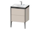 Duravit XViu Waschtisch-Unterschrank XV4709EB291P 60x48cm, 2 Auszüge, 2 Hahnlöcher, schwarz matt, Rahmen P, taupe matt