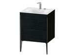 Duravit XViu Waschtisch-Unterschrank XV4709EB216C 60x48cm, 2 Auszüge, 2 Hahnlöcher, schwarz matt, Rahmen C, Eiche schwarz
