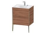 Duravit XViu Waschtisch-Unterschrank XV4709EB179C 60x48cm, 2 Auszüge, 2 Hahnlöcher, champagner matt, Rahmen C, nussbaum natur