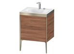 Duravit XViu Waschtisch-Unterschrank XV4709EB179P 60x48cm, 2 Auszüge, 2 Hahnlöcher, champagner matt, Rahmen P, nussbaum natur