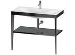 Duravit XViu Möbelwaschtisch-Kombination XV4716OB289 100 x 48 cm, 1 Hahnloch, flannel grey hochglanz, mit Metallkonsole, schwarz matt