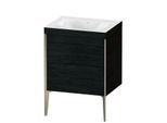 Duravit XViu Waschtisch-Unterschrank XV4709NB116C 60x48cm, 2 Auszüge, ohne Hahnloch, champagner matt, Rahmen C, Eiche schwarz