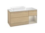 Villeroy und Boch Finion Waschtischunterschrank G281HHPC 120cm, Abdeckplatte white matt, Emotion, Regal rechts Sand Matt, Oak Veneer