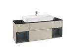 Villeroy und Boch Finion Waschtischunterschrank F212HGHH 160cm, Abdeckplatte black matt, Regale Midnight matt lacquer, Sand Matt Lacquer