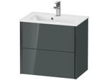 Duravit XViu Waschtisch-Unterschrank XV41780B238 61 x 56 x 39 cm, dolomiti grey hochglanz, 2 Schubkästen, wandhängend, schwarz matt