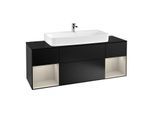 Villeroy und Boch Finion Waschtischunterschrank G212HHPD 160cm, Abdeckplatte black matt, Emotion, Regale sand matt lacquer, Black matt lacquer
