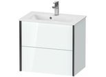 Duravit XViu Waschtisch-Unterschrank XV41780B285 61 x 56 x 39 cm, weiß hochglanz, 2 Schubkästen, wandhängend, schwarz matt