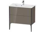 Duravit XViu Waschtisch-Unterschrank XV44890B289 81 x 59,4 x 39 cm, flannel grey hochglanz, 2 Auszüge, stehend, schwarz matt