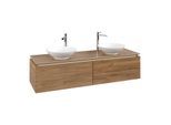 Villeroy und Boch Legato Waschtischunterschrank B59900RH 160x38x50cm, für 2 Waschtische, Kansas Oak