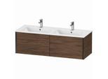 Duravit XViu Waschtisch-Unterschrank XV40290B221 128x48x40cm, 2 Auszüge, wandhängend, schwarz matt, nussbaum dunkel
