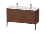 Duravit XViu Waschtisch-Unterschrank XV44850B213 128x48x59,4cm, 4 Auszüge, stehend, schwarz matt, amerikanischer nussbaum