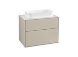 Villeroy und Boch Finion Waschtischunterschrank F22100HH 80x60,3cm, Abdeckplatte white matt, Sand Matt Lacquer