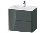 Duravit XViu Waschtisch-Unterschrank XV41780B138 61 x 56 x 39 cm, dolomiti grey hochglanz, 2 Schubkästen, wandhängend, champagner matt