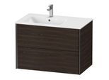 Duravit XViu Waschtisch-Unterschrank XV41580B269 81x48x56cm, 2 Schubkästen, Becken links, schwarz matt, nussbaum gebürstet