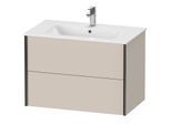 Duravit XViu Waschtisch-Unterschrank XV41260B291 81 x 56 x 48 cm, taupe matt, 2 Schubkästen, wandhängend, schwarz matt