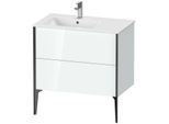 Duravit XViu Waschtisch-Unterschrank XV44860B285 81x48x59,4cm, 2 Auszüge, Becken links, schwarz matt, weiß hochglanz