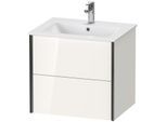 Duravit XViu Waschtisch-Unterschrank XV41250B222 61 x 56 x 48 cm, weiß hochglanz, 2 Schubkästen, wandhängend, schwarz matt