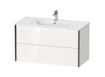 Duravit XViu Waschtisch-Unterschrank XV41270B222 101 x 56 x 48 cm, weiß hochglanz, 2 Schubkästen, wandhängend, schwarz matt