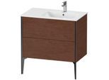 Duravit XViu Waschtisch-Unterschrank XV44870B213 81x48x59,4cm, 2 Auszüge, Becken rechts, schwarz matt, amerikanischer nussbaum