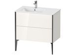 Duravit XViu Waschtisch-Unterschrank XV44860B222 81x48x59,4cm, 2 Auszüge, Becken links, schwarz matt, weiß hochglanz