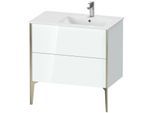 Duravit XViu Waschtisch-Unterschrank XV44870B185 81x48x59,4cm, 2 Auszüge, Becken rechts, champagner matt, weiß hochglanz