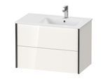 Duravit XViu Waschtisch-Unterschrank XV41590B222 81x48x56cm, 2 Schubkästen, Becken rechts, schwarz matt, weiß hochglanz