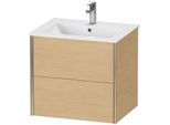 Duravit XViu Waschtisch-Unterschrank XV41250B130 61 x 56 x 48 cm, Eiche natur, 2 Schubkästen, wandhängend, champagner matt