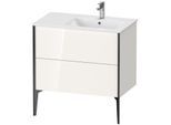 Duravit XViu Waschtisch-Unterschrank XV44870B222 81x48x59,4cm, 2 Auszüge, Becken rechts, schwarz matt, weiß hochglanz