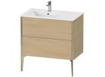 Duravit XViu Waschtisch-Unterschrank XV44860B171 81x48x59,4cm, 2 Auszüge, Becken links, champagner matt, mediterrane eiche