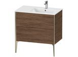 Duravit XViu Waschtisch-Unterschrank XV44870B121 81x48x59,4cm, 2 Auszüge, Becken rechts, champagner matt, nussbaum dunkel