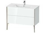 Duravit XViu Waschtisch-Unterschrank XV44830B185 101 x 59,4 x 48 cm, weiß hochglanz, 2 Auszüge, stehend, champagner matt
