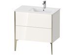 Duravit XViu Waschtisch-Unterschrank XV44870B122 81x48x59,4cm, 2 Auszüge, Becken rechts, champagner matt, weiß hochglanz
