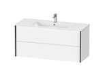 Duravit XViu Waschtisch-Unterschrank XV41280B218 121 x 56 x 48 cm, weiß matt, 2 Schubkästen, wandhängend, schwarz matt