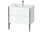 Duravit XViu Waschtisch-Unterschrank XV44820B285 81 x 59,4 x 48 cm, weiß hochglanz, 2 Auszüge, stehend, schwarz matt