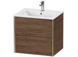 Duravit XViu Waschtisch-Unterschrank XV41250B121 61 x 56 x 48 cm, nussbaum dunkel, 2 Schubkästen, wandhängend, champagner matt
