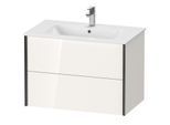 Duravit XViu Waschtisch-Unterschrank XV41260B222 81 x 56 x 48 cm, weiß hochglanz, 2 Schubkästen, wandhängend, schwarz matt