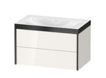 Duravit XViu Waschtisch-Unterschrank XV4615NB222P 80x48cm, 2 Schubkästen, ohne Hahnloch, schwarz matt, Rahmen P, weiß hochglanz
