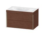 Duravit XViu Waschtisch-Unterschrank XV4615NB113C 80x48cm, 2 Schubkästen, ohne Hahnloch, champagner matt, Rahmen C, amerikanischer nussbaum
