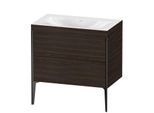 Duravit XViu Waschtisch-Unterschrank XV4710NB269C 80x48cm, 2 Auszüge, ohne Hahnloch, schwarz matt, Rahmen C, nussbaum gebürstet