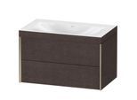 Duravit XViu Waschtisch-Unterschrank XV4615NB172C 80x48cm, 2 Schubkästen, ohne Hahnloch, champagner matt, Rahmen C, eiche dunkel gebürstet