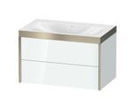 Duravit XViu Waschtisch-Unterschrank XV4615NB185P 80x48cm, 2 Schubkästen, ohne Hahnloch, champagner matt, Rahmen P, weiß hochglanz