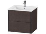 Duravit XViu Waschtisch-Unterschrank XV41250B272 61 x 56 x 48 cm, eiche dunkel gebürstet, 2 Schubkästen, wandhängend, schwarz matt