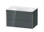 Duravit XViu Waschtisch-Unterschrank XV4615NB138C 80x48cm, 2 Schubkästen, ohne Hahnloch, champagner matt, Rahmen C, dolomiti grey hochglanz
