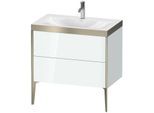 Duravit XViu Waschtisch-Unterschrank XV4710OB185P 80x48cm, 2 Auszüge, 1 Hahnloch, champagner matt, Rahmen P, weiß hochglanz