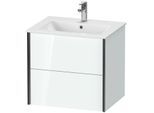 Duravit XViu Waschtisch-Unterschrank XV41250B285 61 x 56 x 48 cm, weiß hochglanz, 2 Schubkästen, wandhängend, schwarz matt