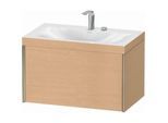 Duravit XViu Waschtisch-Unterschrank XV4610EB112C 80x48cm, 1 Auszug, 2 Hahnloch, champagner matt, Rahmen C, eiche gebürstet