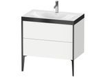 Duravit XViu Waschtisch-Unterschrank XV4710OB218P 80x48cm, 2 Auszüge, 1 Hahnloch, schwarz matt, Rahmen P, weiß matt