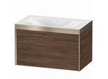 Duravit XViu Waschtisch-Unterschrank XV4610NB121P 80x48cm, 1 Auszug, champagner matt, Rahmen P, nussbaum dunkel