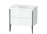 Duravit XViu Waschtisch-Unterschrank XV4710NB285C 80x48cm, 2 Auszüge, ohne Hahnloch, schwarz matt, Rahmen C, weiß hochglanz