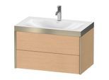 Duravit XViu Waschtisch-Unterschrank XV4615OB112P 80x48cm, 2 Schubkästen, 1 Hahnloch, champagner matt, Rahmen P, eiche gebürstet